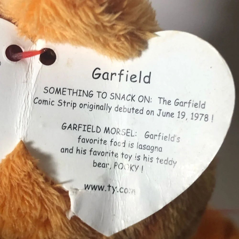 TY Beanie Babies Garfield stuffed animal plush with original tag.